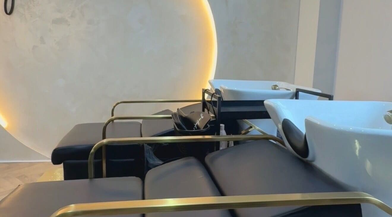Modern hair wash stations at Girlcode Beauty Studio, Wirral, England, GB, featuring sleek design and comfort.