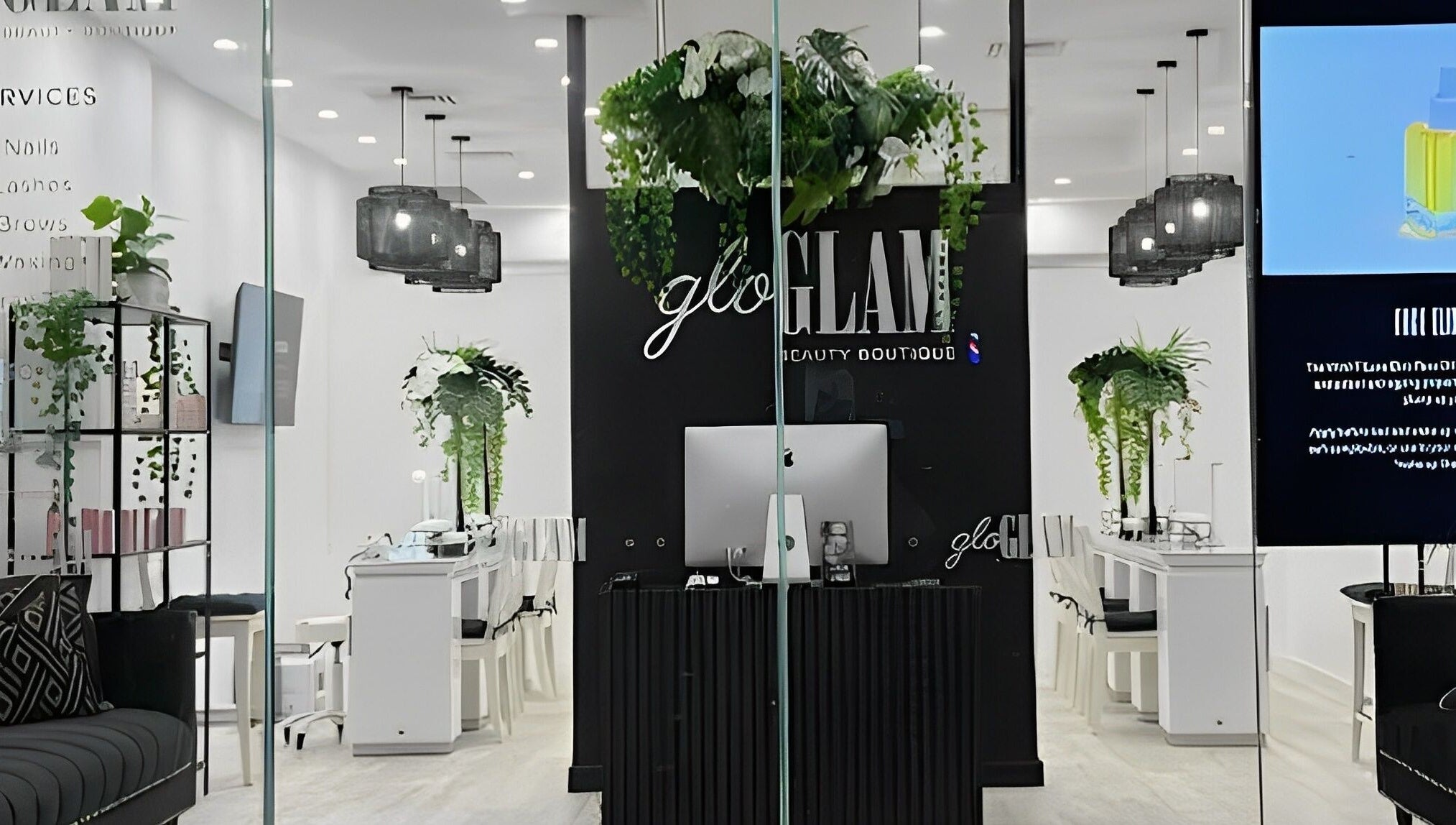 Modern interior of Gloglam, Main Beach, Queensland, AU, featuring sleek design with greenery and elegant lighting.