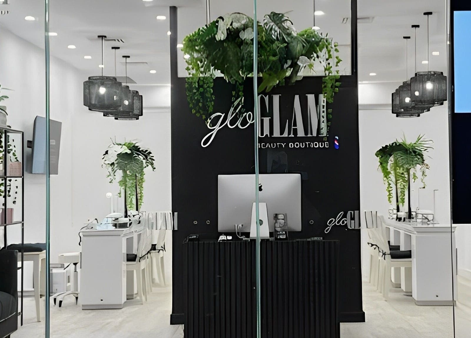 Modern interior of Gloglam, Main Beach, Queensland, AU, featuring sleek design with greenery and elegant lighting.
