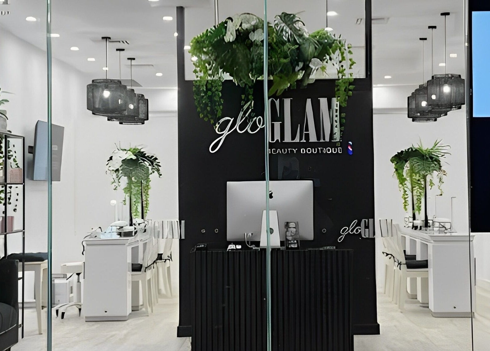 Modern interior of Gloglam, Main Beach, Queensland, AU, featuring sleek design with greenery and elegant lighting.
