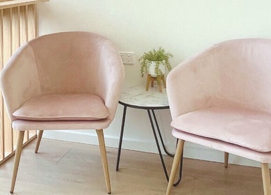 Elegant pink chairs at K-Beauty Sensation Studio, Frewville, South Australia, AU, offering a relaxing ambiance.