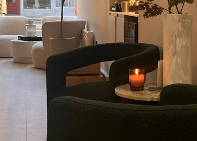 Warm and inviting seating area at Laird & Co by Christopher Laird, Edinburgh, Scotland, GB.