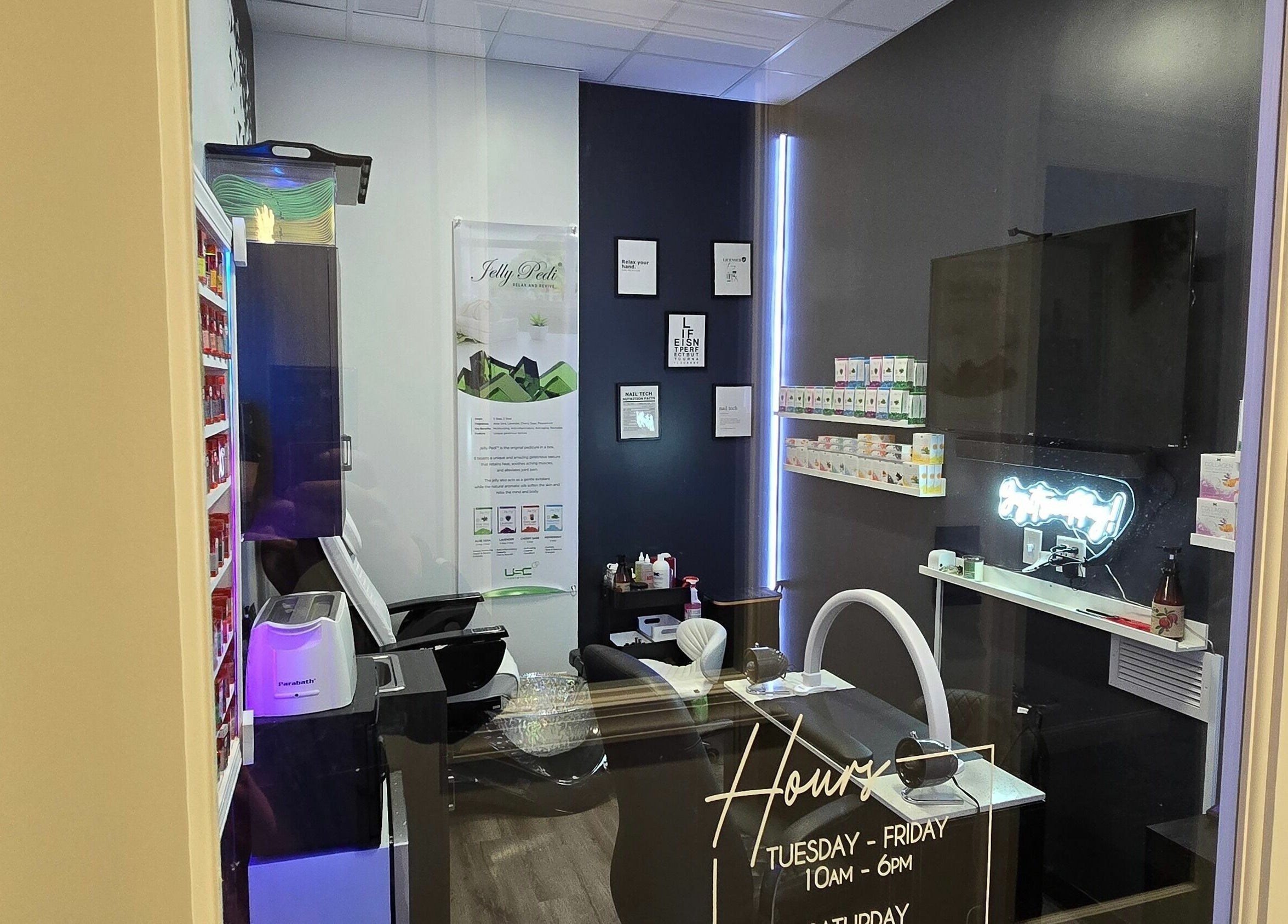 Interior of Mr. Right Nails at Phenix Salon Suites in Columbus, Ohio, US showcasing a stylish nail service area.