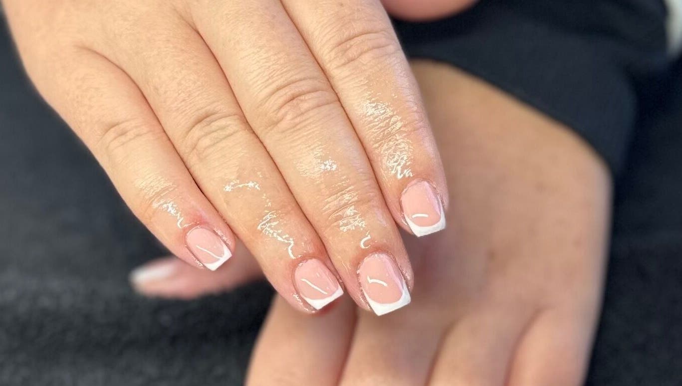 Close-up of a French manicure at The Nail and Lash Lounge Perth, located in Perth, Scotland, GB.
