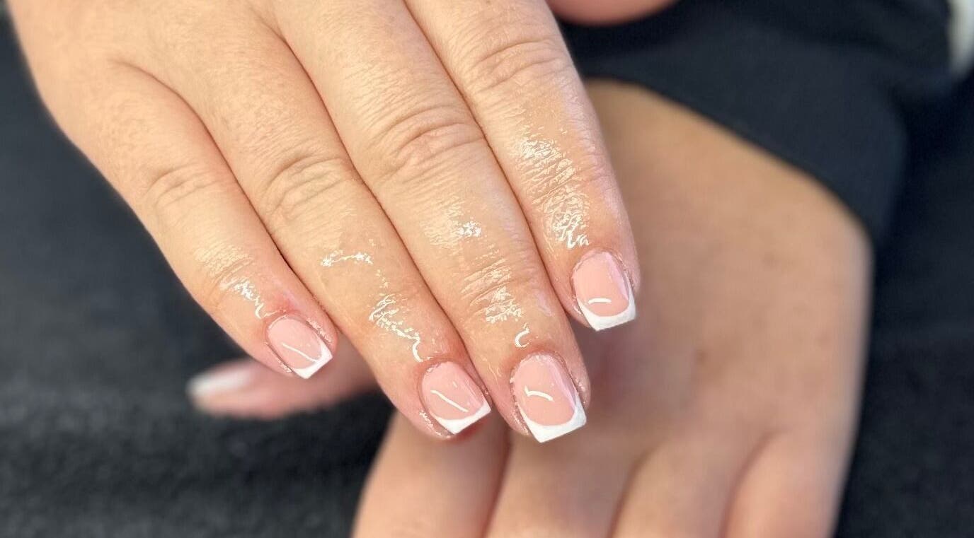 Close-up of a French manicure at The Nail and Lash Lounge Perth, located in Perth, Scotland, GB.