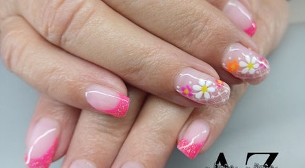 Bright floral nail art at AZ NailZ, Cape Town, Western Cape, ZA.