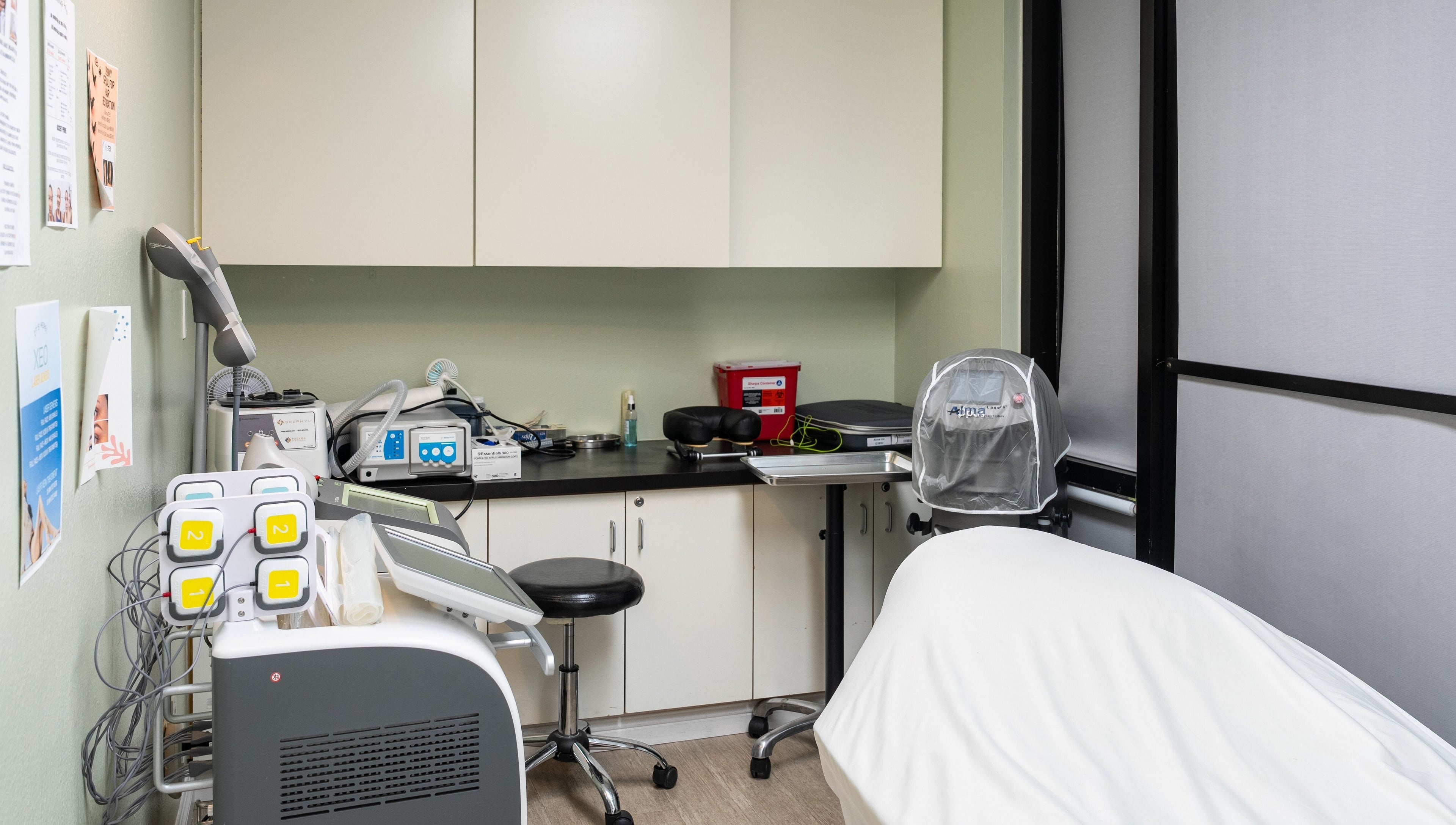 Modern therapy room at Bamboo Leaf Holistic Medi Spa, Upland, California, US, featuring advanced equipment.