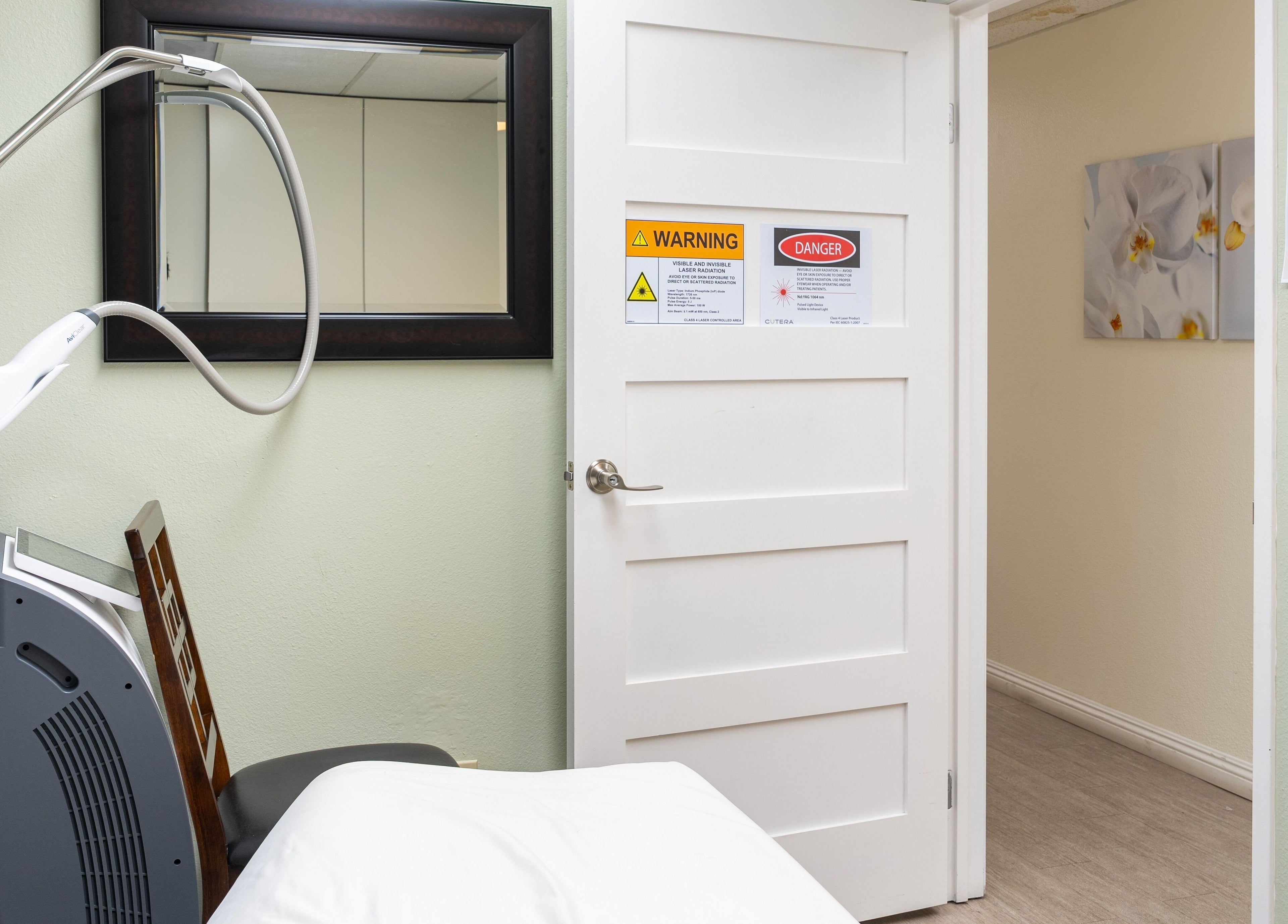 Laser treatment room at Bamboo Leaf Holistic Medi Spa, Upland, California, US with a sleek professional setup.