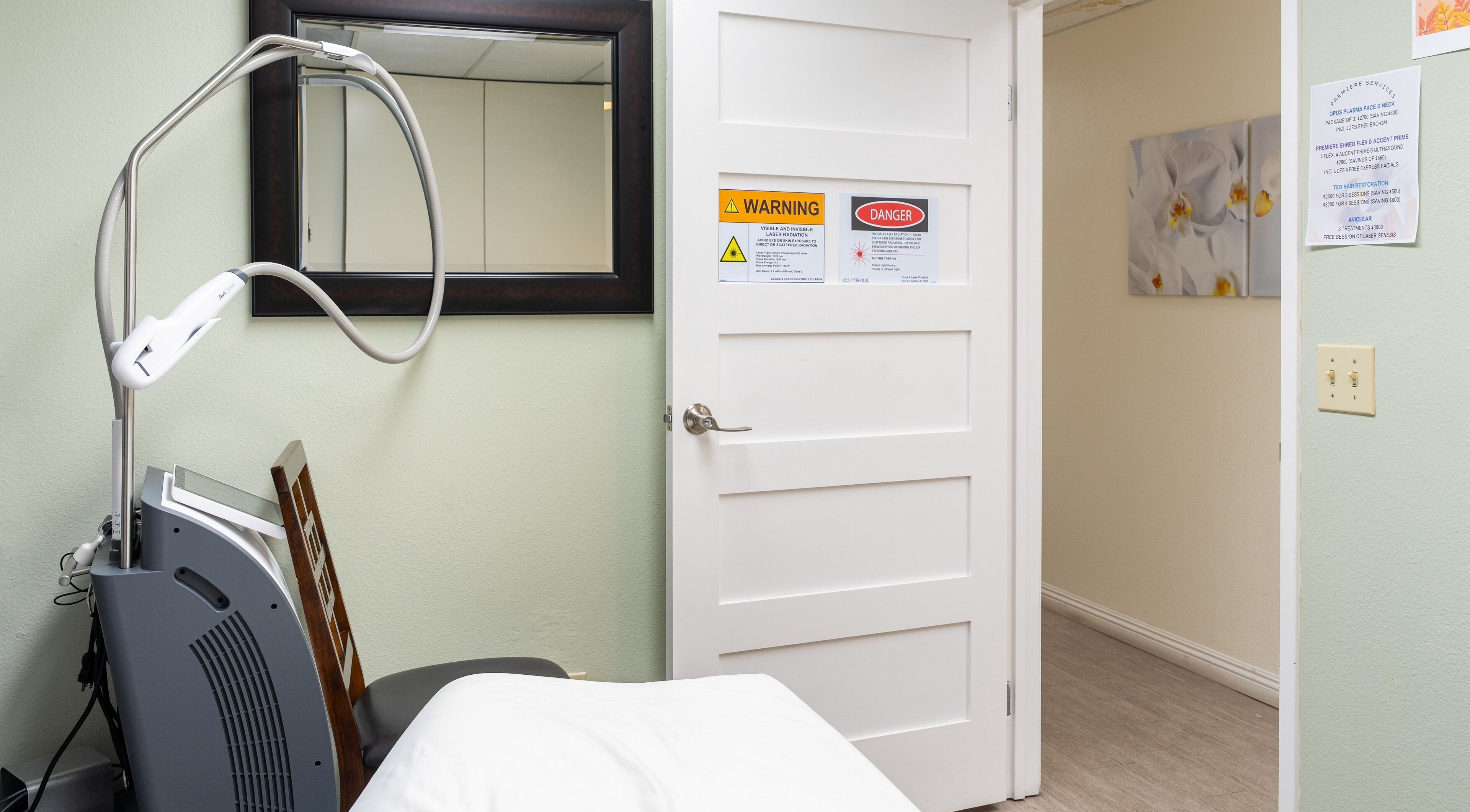 Laser treatment room at Bamboo Leaf Holistic Medi Spa, Upland, California, US with a sleek professional setup.