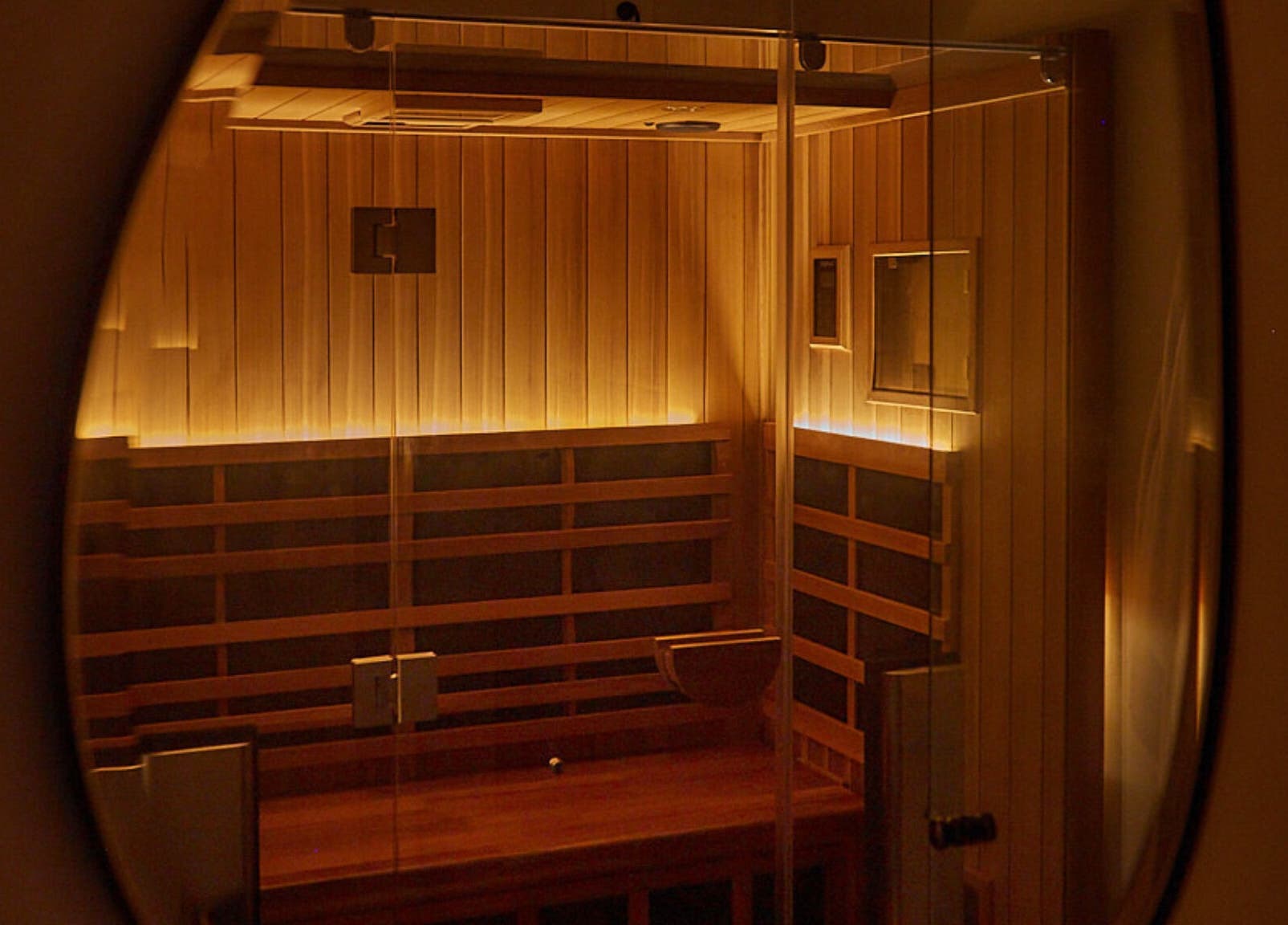 Luxurious sauna at Safir House, Merimbula, New South Wales, AU, offering a peaceful wellness experience.