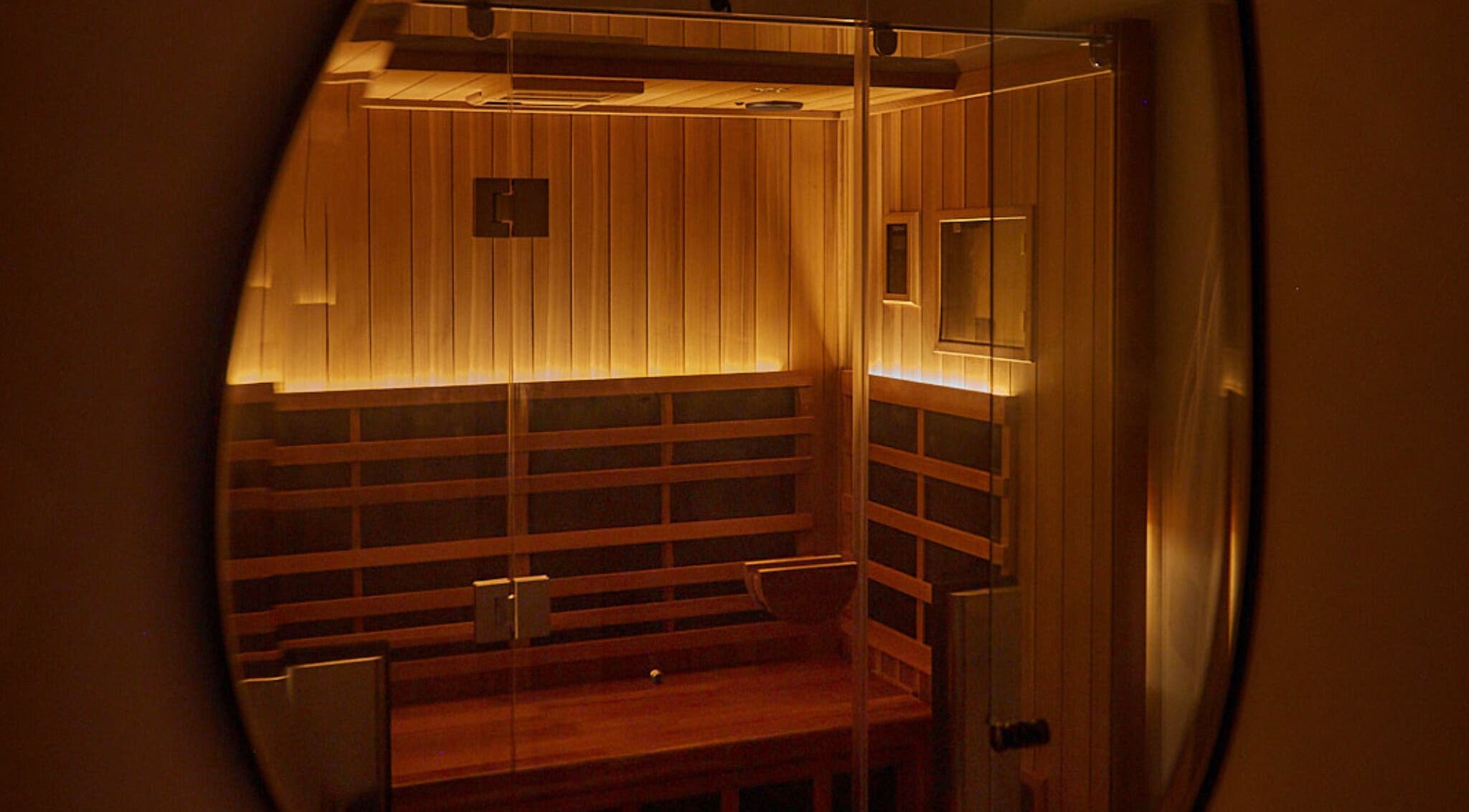 Luxurious sauna at Safir House, Merimbula, New South Wales, AU, offering a peaceful wellness experience.