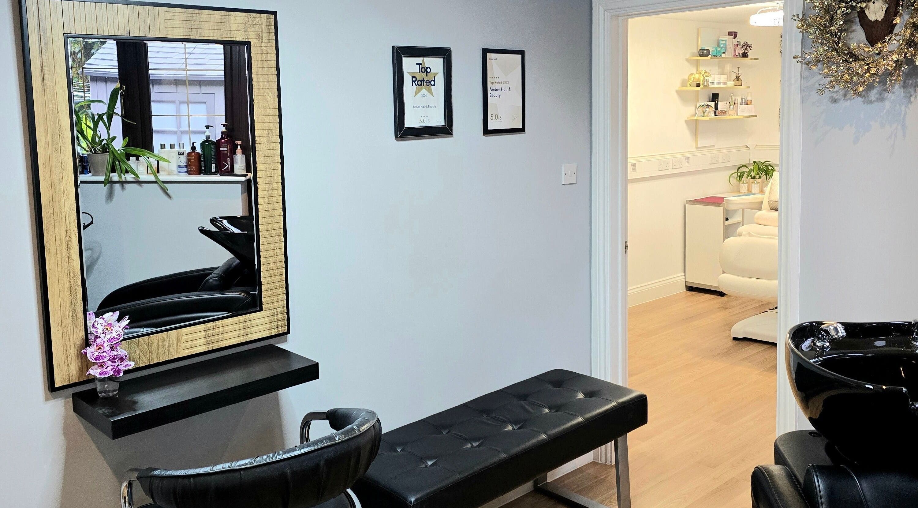 Amber Beauties' chic salon corner with elegant fixtures in Goffs Oak, England, GB.