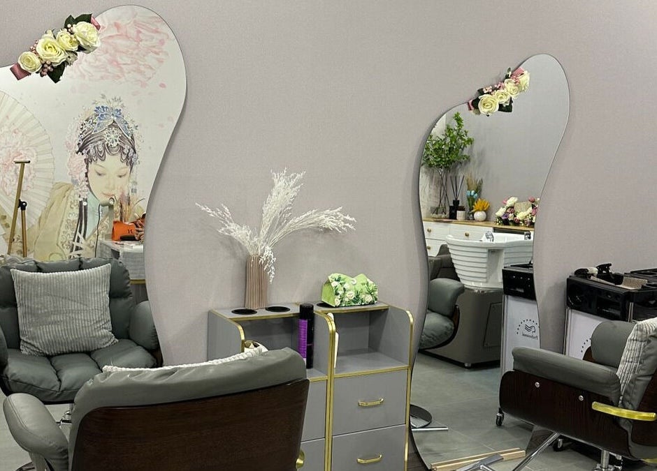 Elegant salon mirror and chairs at Essence Healing Spa L.L.C. (Branch) in Dubai, Dubai, AE.