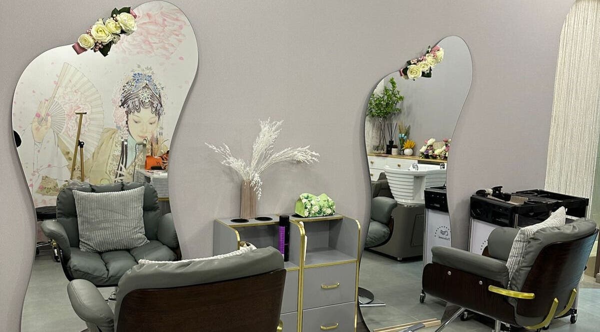 Elegant salon mirror and chairs at Essence Healing Spa L.L.C. (Branch) in Dubai, Dubai, AE.