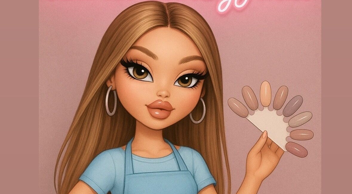 Animowana postać z paletą kolorów paznokci w LuxeNailsByJulia, Ruda Śląska, Województwo Śląskie, PL.