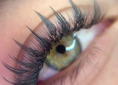 Close-up of eyelash extensions at Iconic Lash Babe, Melbourne, Victoria, AU, showcasing precise lash work.
