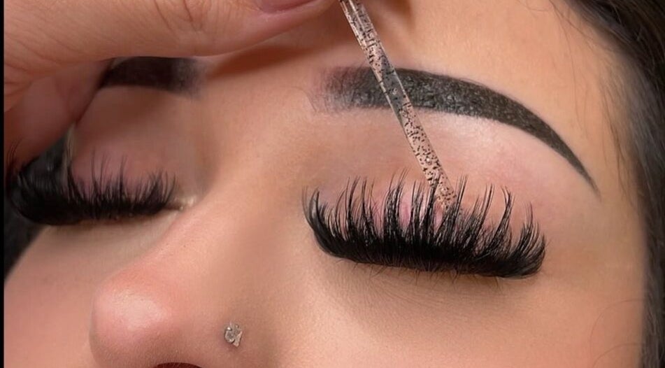 Close-up of eyelash extensions at Iconic Lash Babe, Melbourne, Victoria, AU.
