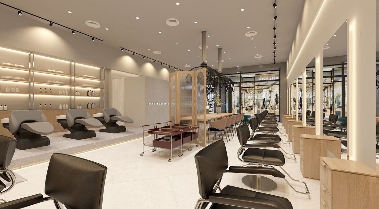 Modern interior of La FIORIRE Korean Hair Salon PAVILION Bukit Jalil 파빌리온 부킷잘릴 지점 in Kuala Lumpur.