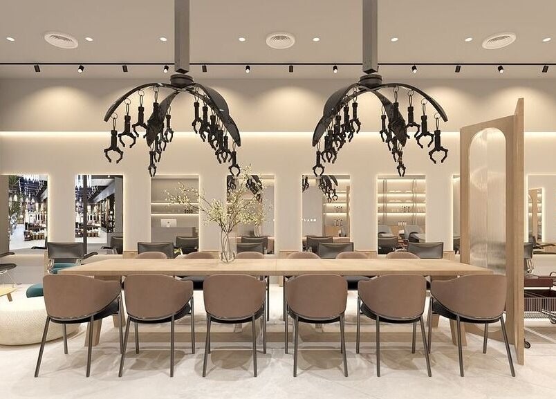 Modern interior of La FIORIRE Korean Hair Salon PAVILION Bukit Jalil in Kuala Lumpur, featuring chic seating and decor.