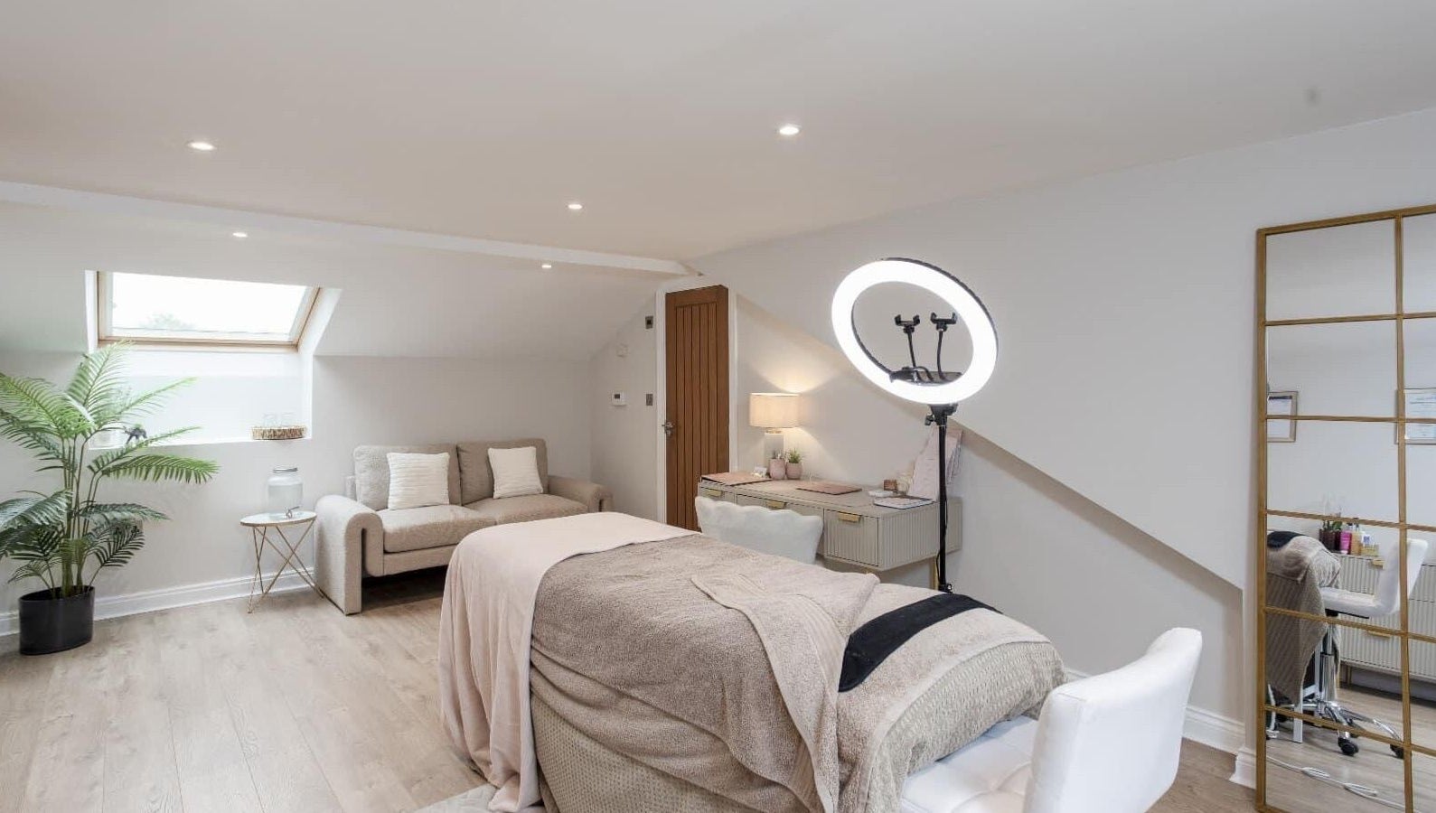 Serene treatment room at Skin Serenity, featuring cozy decor in Bishopthorpe, England, GB.