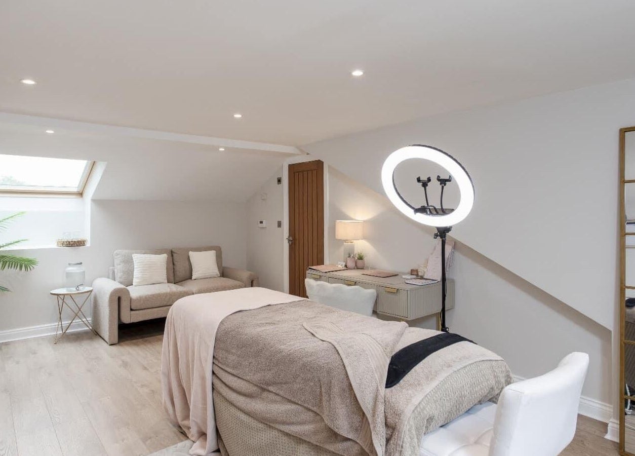 Serene treatment room at Skin Serenity, featuring cozy decor in Bishopthorpe, England, GB.