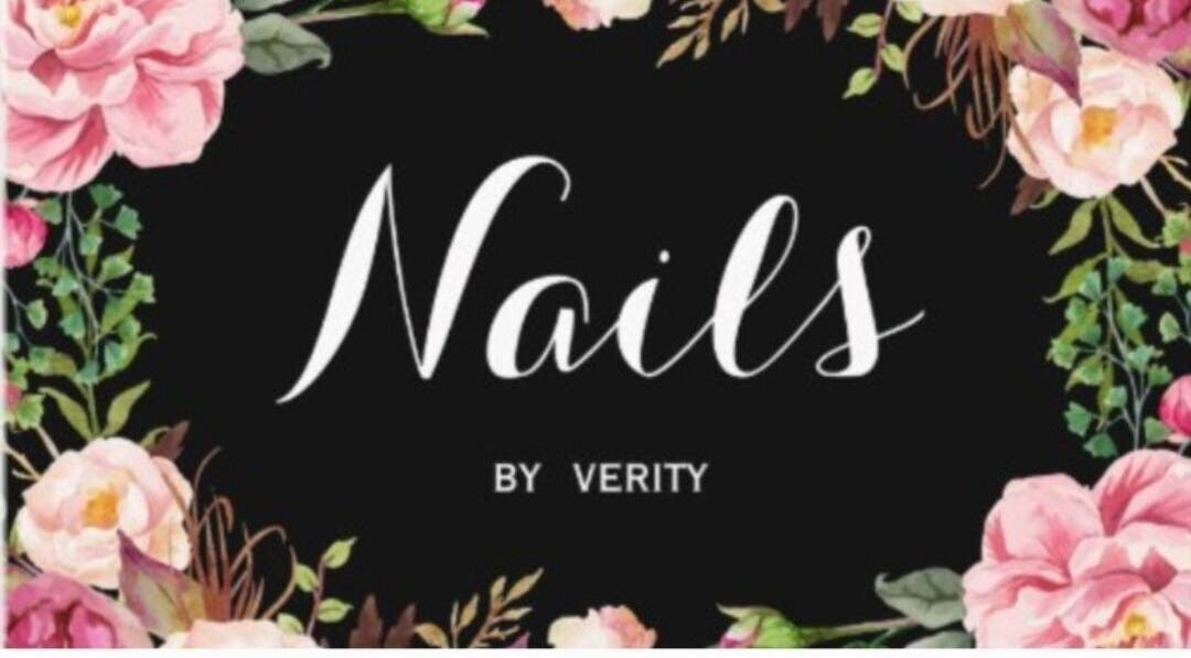 Elegant Nails by Verity logo with floral border in Tenterden, England, GB.