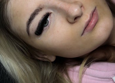 Close-up of eye with lush eyelash extensions at FK Baddies, Dublin, County Dublin, IE.