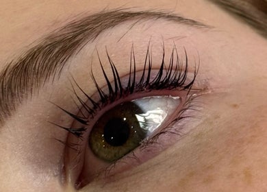 Close-up of enhanced lashes at MCR Beauty Room in Worsley, England, GB.