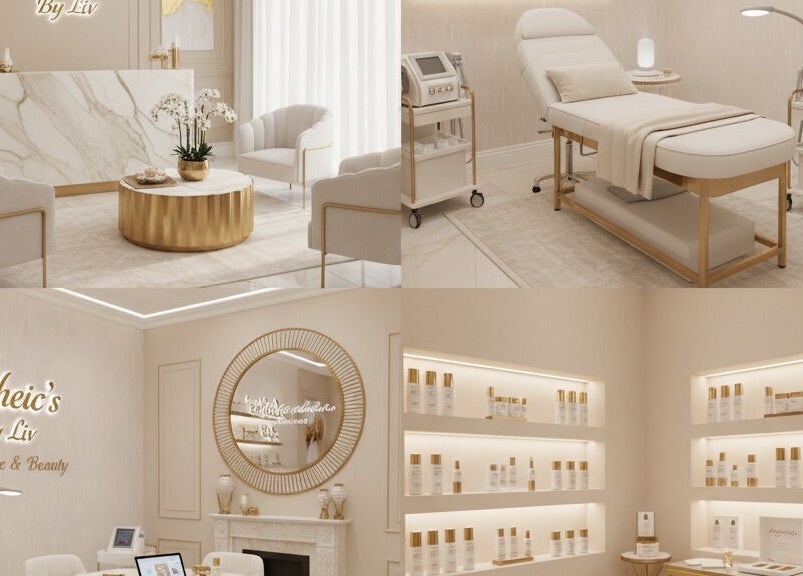 Luxurious interior of Liv Chapman Aesthetics & Nails in Watford, England, GB featuring elegant decor and treatment areas.
