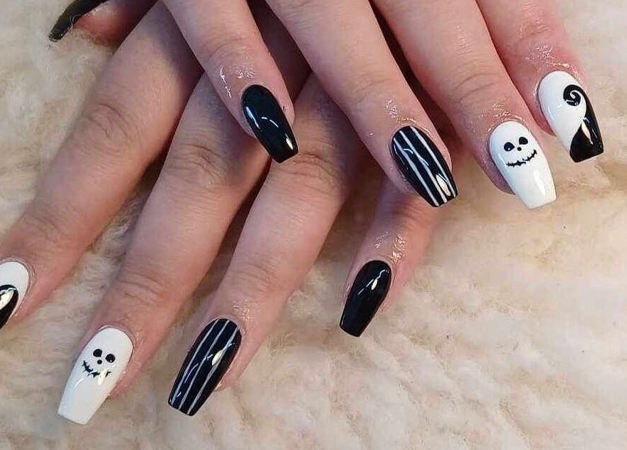 Unique black and white nail art at Ruby Nails, Palmerston North, Manawatu-wanganui, NZ.