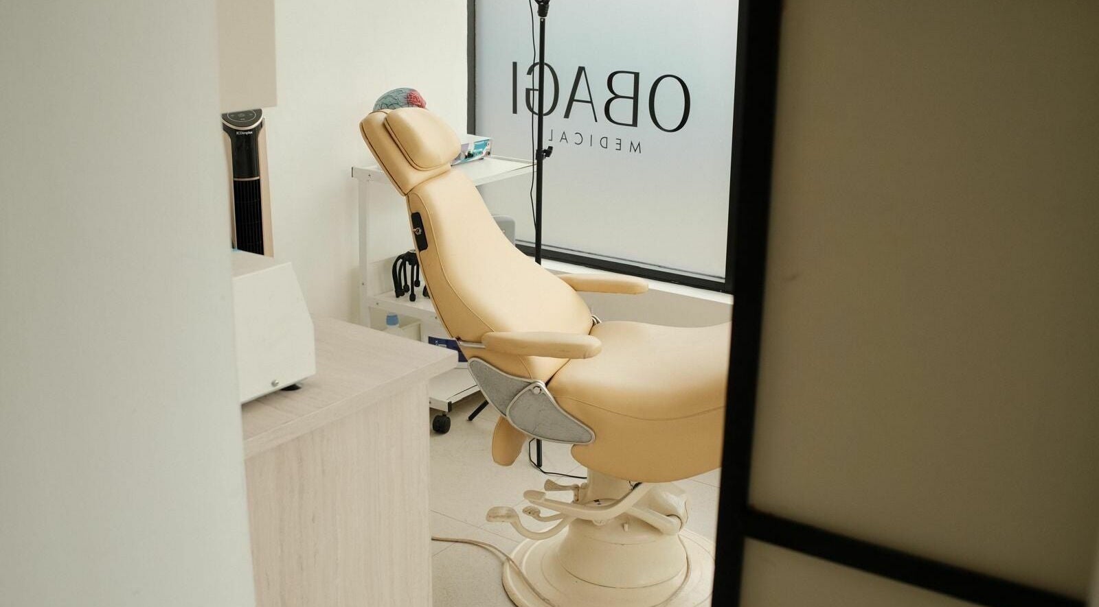 Modern treatment chair at Just Skin- Body & Face Aesthetics, Bournemouth, England, GB.