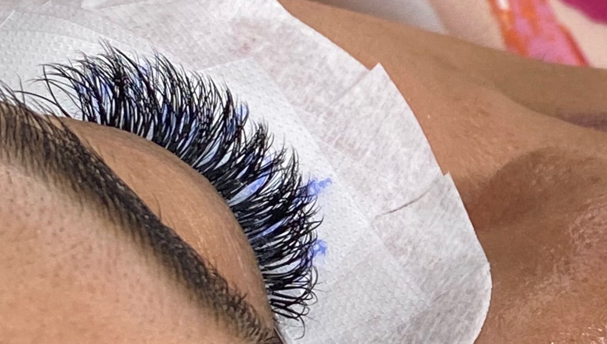 Close-up of eyelash extensions at Luxe Lashes in Cape Town, Western Cape, ZA, showcasing detailed lash work.