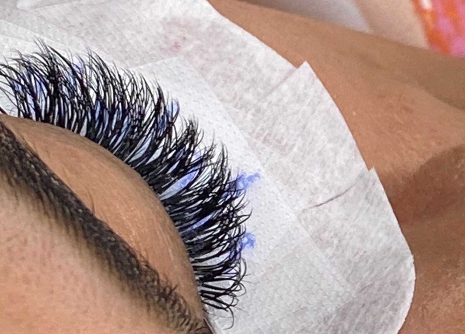 Close-up of eyelash extensions at Luxe Lashes in Cape Town, Western Cape, ZA, showcasing detailed lash work.
