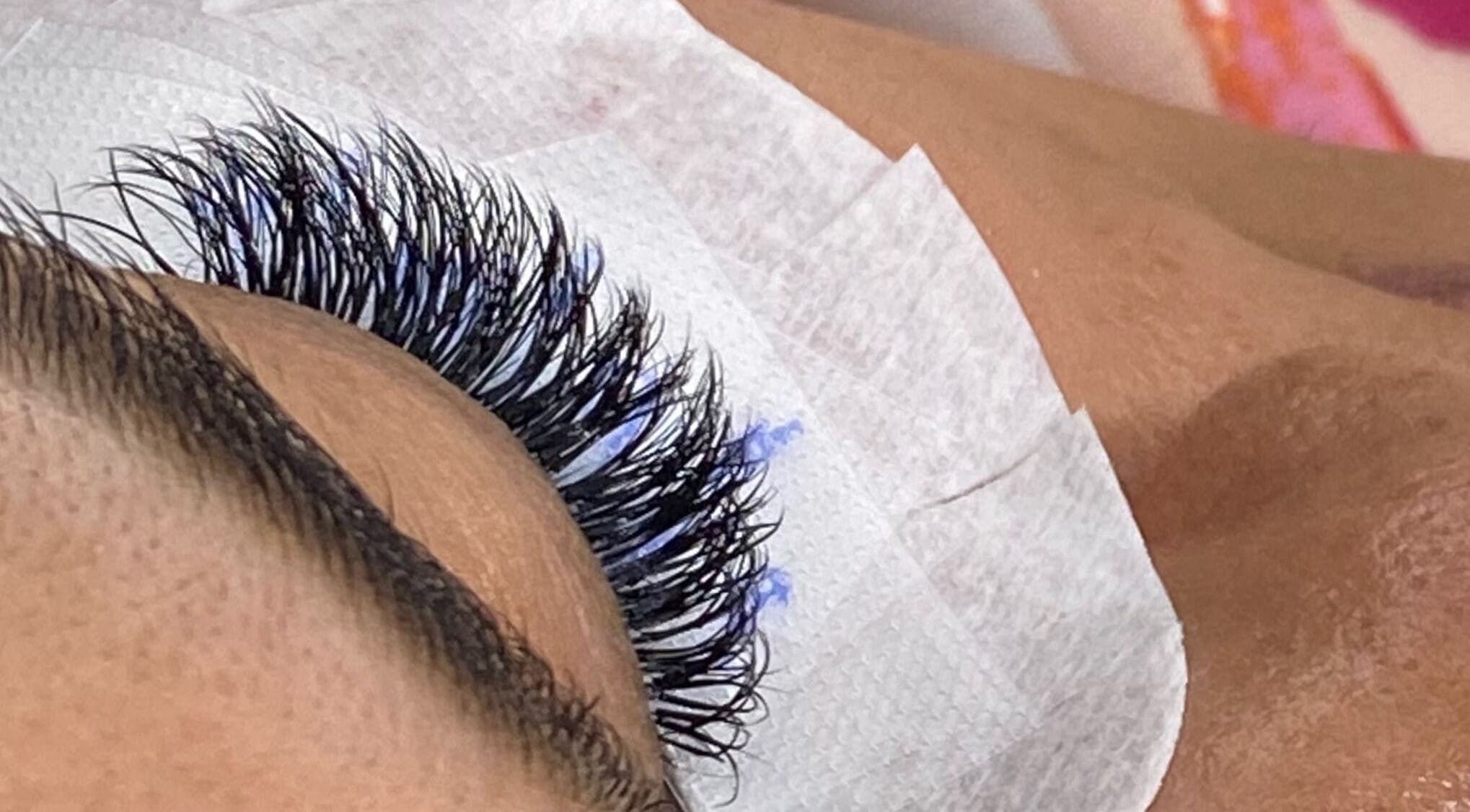 Close-up of eyelash extensions at Luxe Lashes in Cape Town, Western Cape, ZA, showcasing detailed lash work.