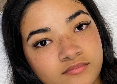 Close-up of a woman's styled lashes at Luxe Lashes, Cape Town, Western Cape, ZA.