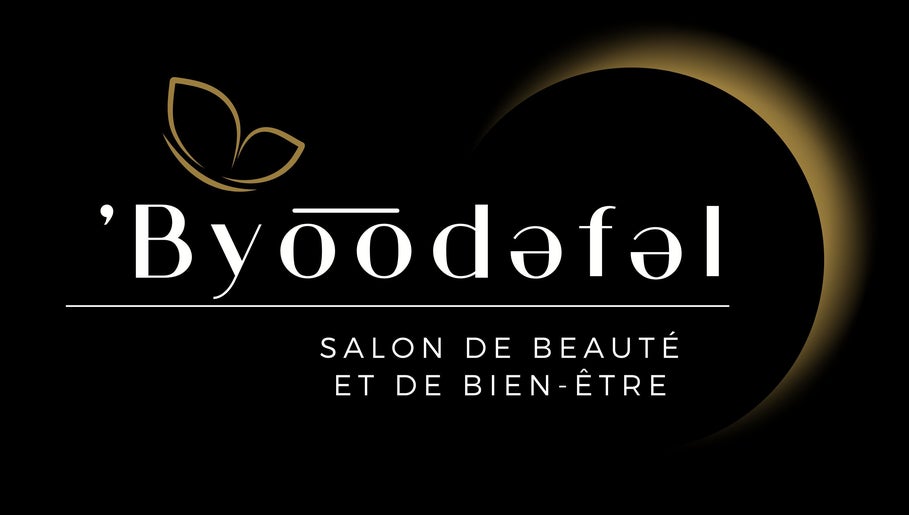Elegant logo of ˈByo͞odəfəl.USA, a beauty salon in Baldwin, New York, US with a gold-accented design.