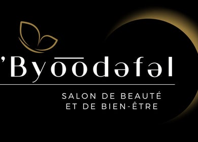 Elegant logo of ˈByo͞odəfəl.USA, a beauty salon in Baldwin, New York, US with a gold-accented design.