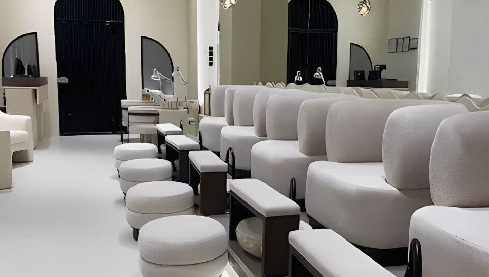 Luxurious seating at Aria Nail Bar and Spa, Al Khobar, Eastern Province, SA, offering premium services.