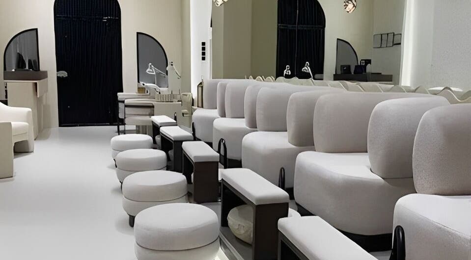 Luxurious seating at Aria Nail Bar and Spa, Al Khobar, Eastern Province, SA, offering premium services.