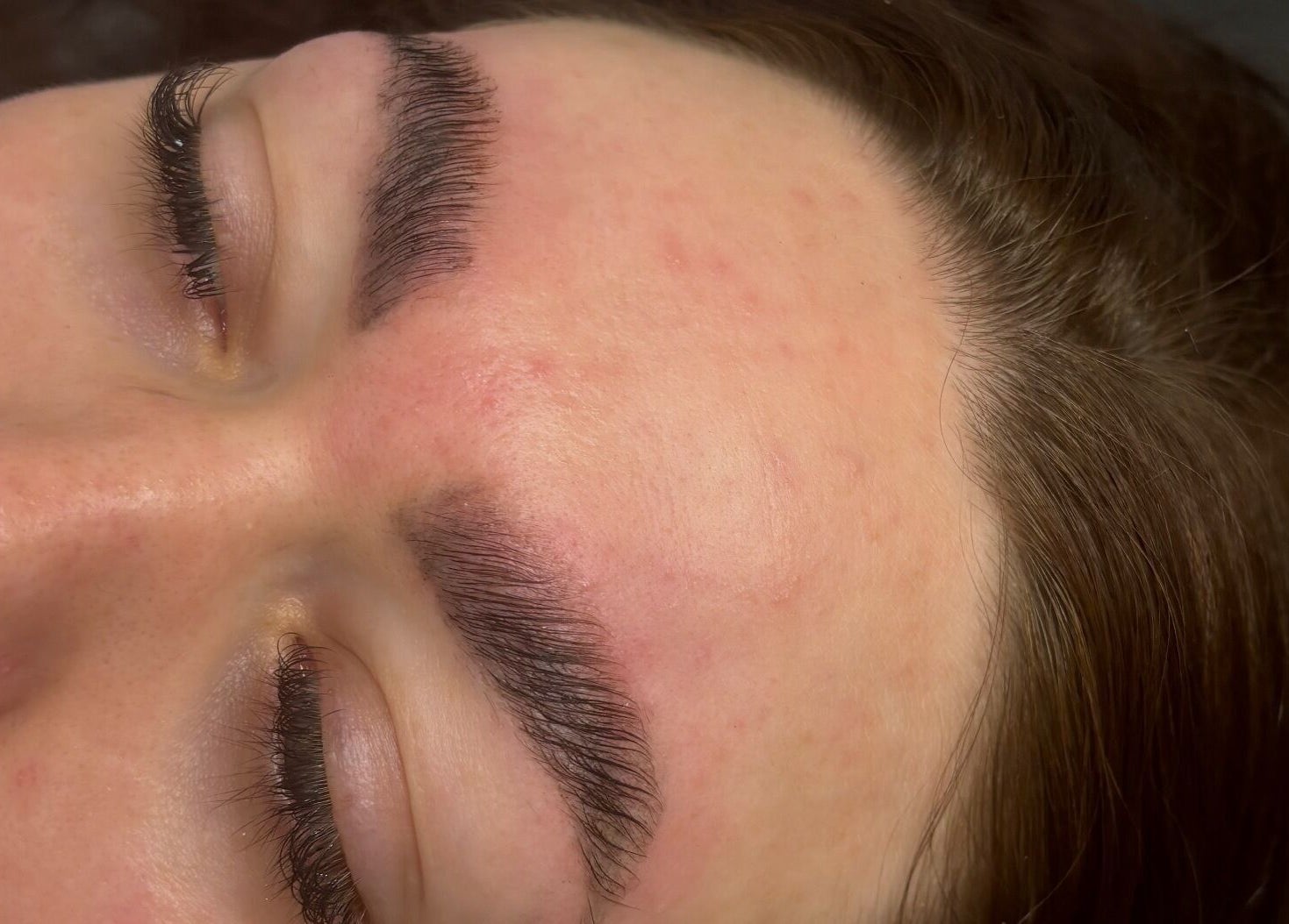 Eyebrow and eyelash styling at Ndlashes, Salford, England, GB. Close-up showcasing beauty enhancement.
