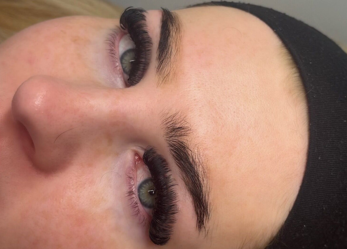 Close-up of styled eyelashes at Ndlashes in Salford, England, GB showcasing expert lash extensions.