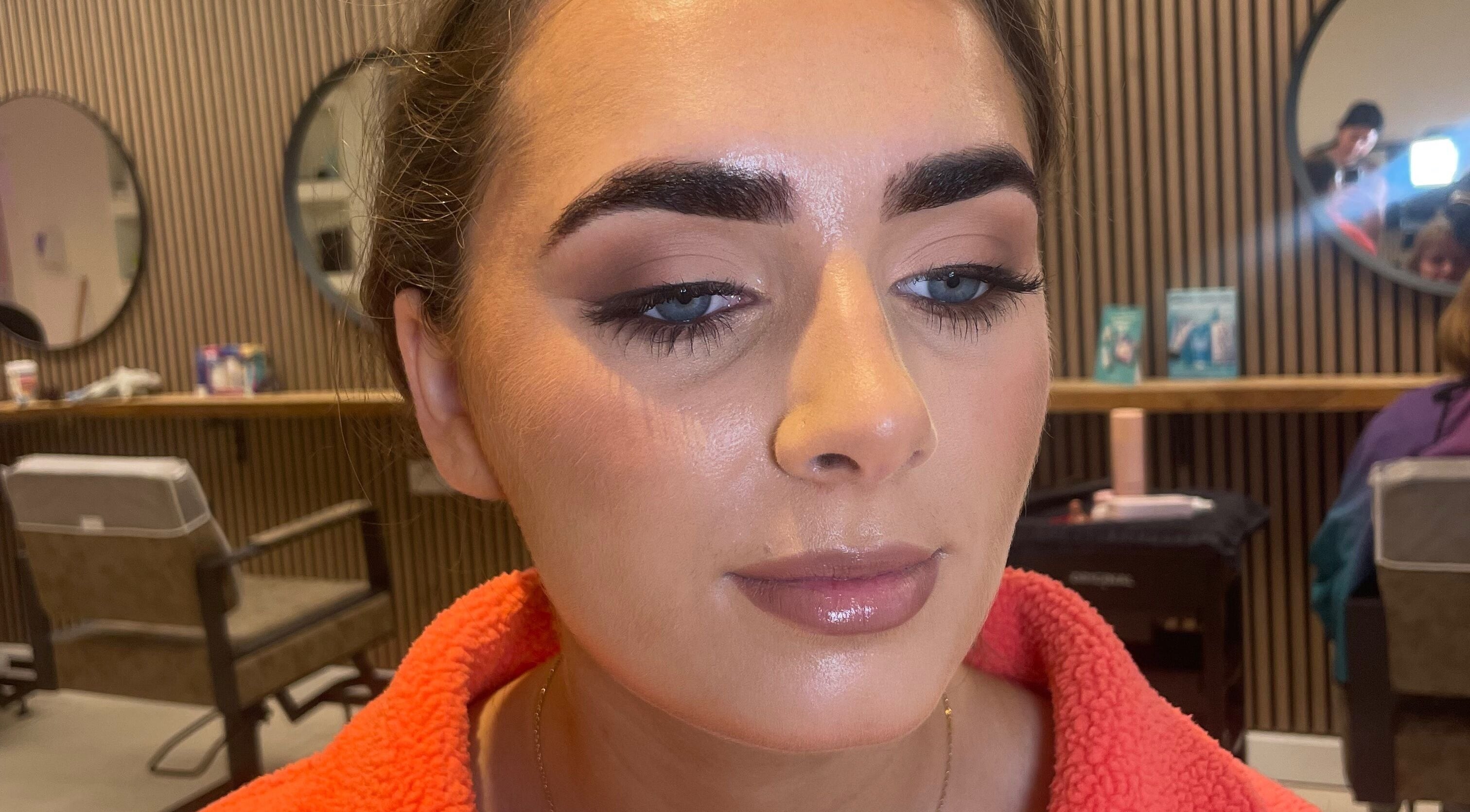 Close-up of elegant makeup at Lily Fitz MUA, Longford, County Longford, IE with defined brows and soft lips.