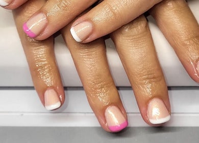 French manicure with pink tip at Simply Nails and Wellbeing, Crawley, England, GB.