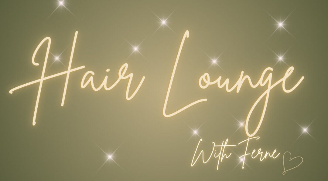 Elegant neon sign of Hair Lounge With Ferne, Ash, England, GB, glowing softly.
