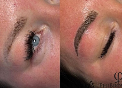 Before and after brow transformation at Leigh B Makeup & Brows, Drogheda, County Louth, IE.