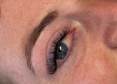 Close-up of professionally styled lashes at Leigh B Makeup & Brows Artist, Drogheda, County Louth, IE.