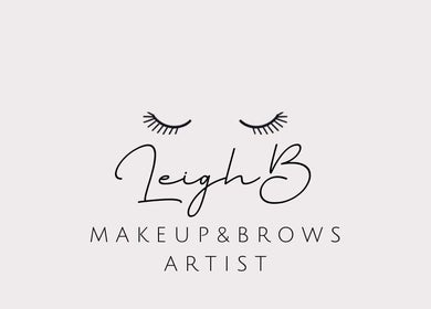 Leigh B Makeup & Brows Artist logo with lashes graphic. Located in Drogheda, County Louth, IE.