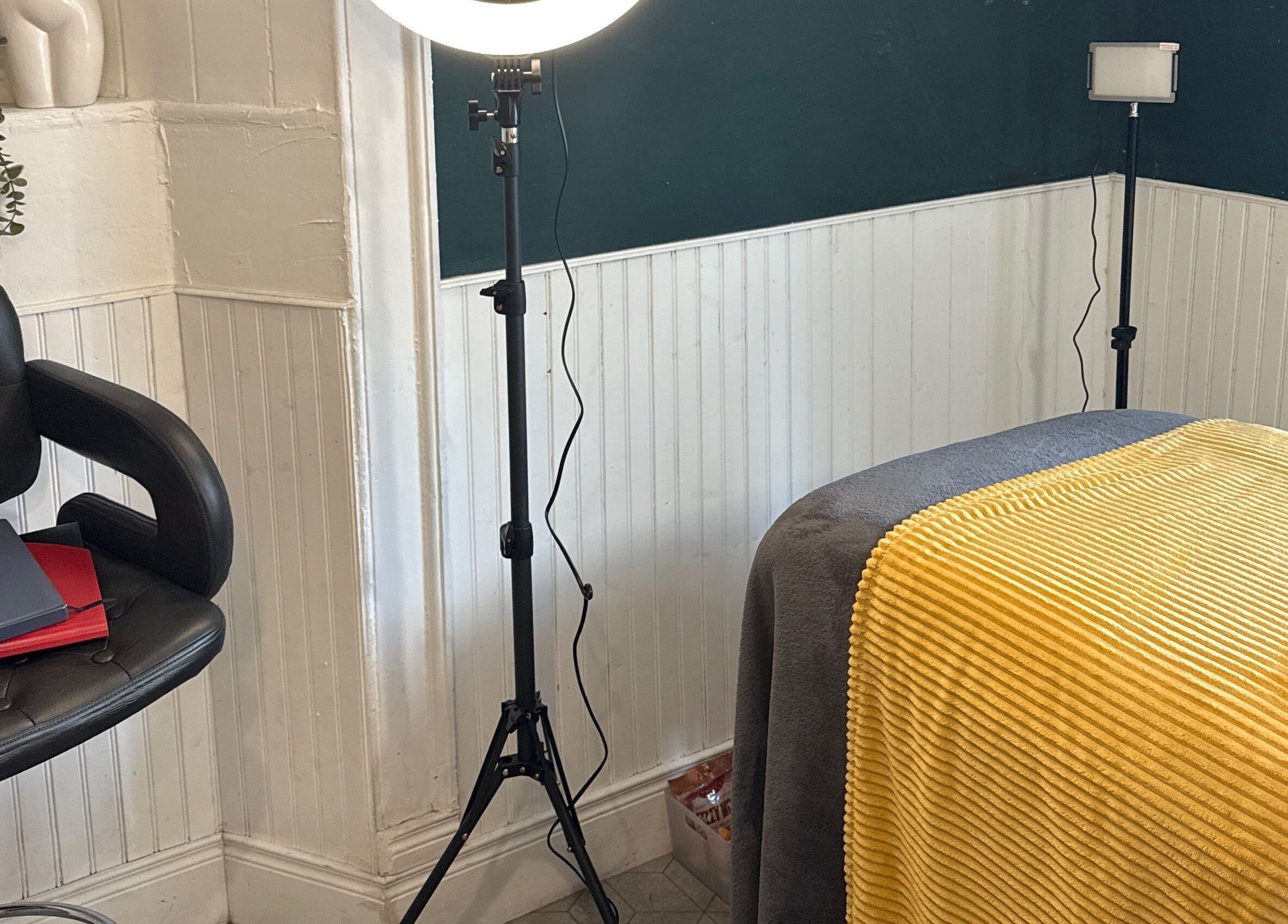 Cozy interior of Leigh B Makeup & Brows Artist in Drogheda, County Louth, IE featuring a treatment chair and elegant decor.