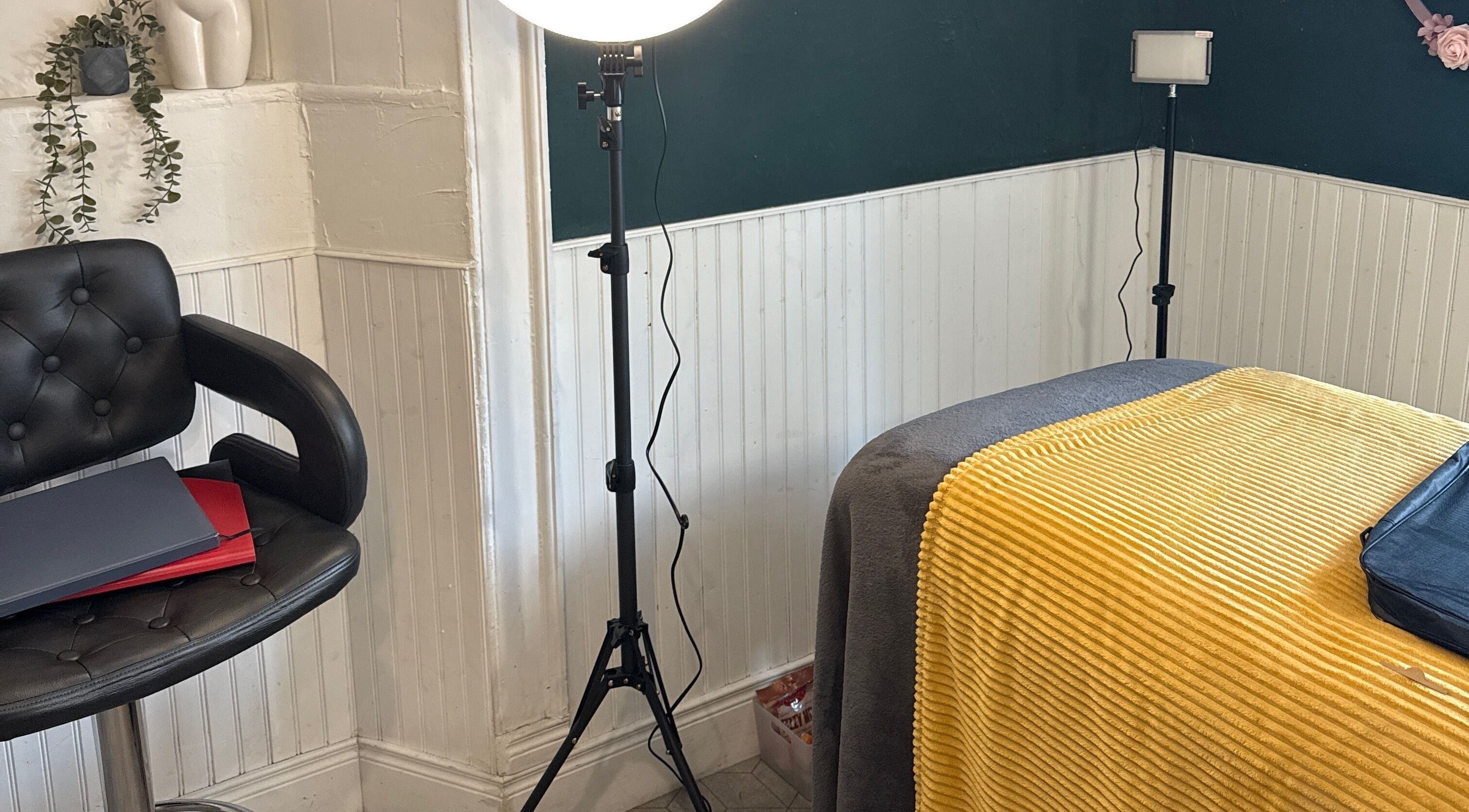 Cozy interior of Leigh B Makeup & Brows Artist in Drogheda, County Louth, IE featuring a treatment chair and elegant decor.