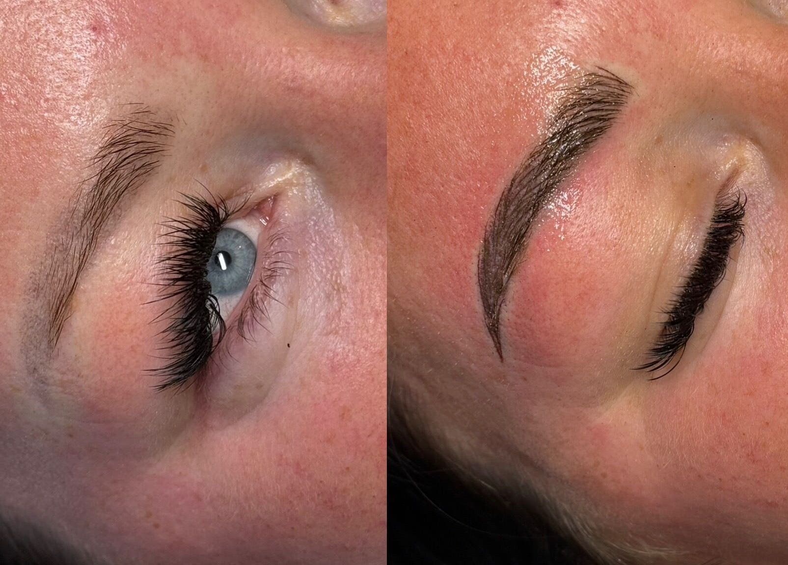Before and after microblading at Leigh B Makeup & Brows Artist, Drogheda, County Louth, IE.
